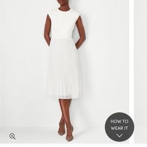 Ann Taylor white pleaded dress size 4P